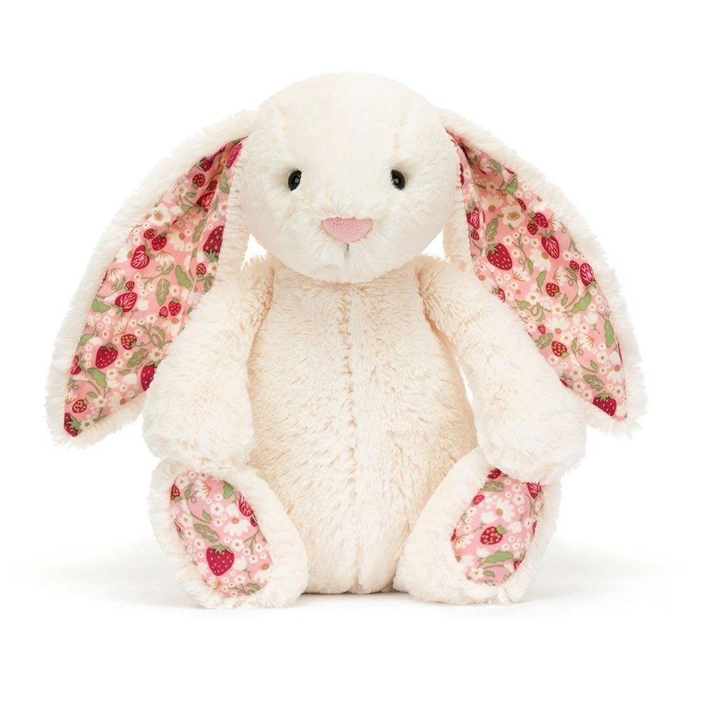 Jellycat Blossom Cream Bunny Berry Floral Strawberry Plush Rabbit Toy 12in NWT